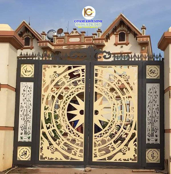 cửa cổng sắt cnc 2 cánh